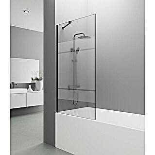 GME Mampara para bañera + brazo Screen (Vidrio serigrafiado, 85 x 150 cm, Vidrio Serigrafiado Frost Plus, Negro)