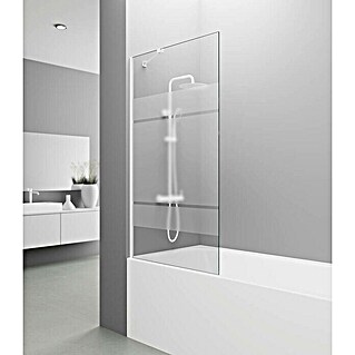 GME Mampara para bañera + brazo Screen (Vidrio serigrafiado, 85 x 150 cm, Vidrio Serigrafiado Frost Plus, Blanco)