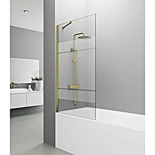 GME Mampara para bañera + brazo Screen (Vidrio serigrafiado, 85 x 150 cm, Vidrio Serigrafiado Frost Plus, Oro)