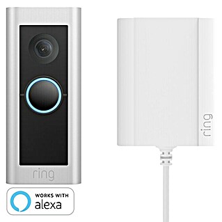 Ring Türklingel mit Kamera Video Doorbell Pro 2 Plug-in (Netzanschluss, Nickel matt, 1536p HD, 2,2 x 4,9 x 11,4 cm, Smarte Steuerung: Ring App)