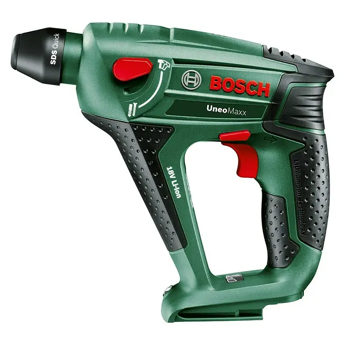 Bosch Power for All 18V Martillo perforador de batería Uneo Maxx - 18 V, Sin batería, 0,6 J - El martillo perforador inalámbrico Bosch UneoMaxx: Compacto, potente y versátil para taladrar con percusión, taladrar y atornillar en diversos materiales.