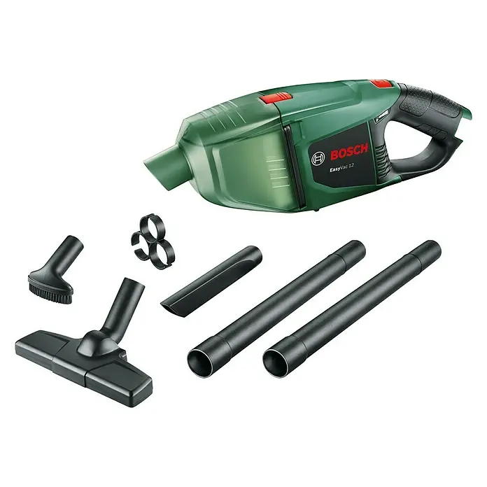 Bosch Power for All 12V Akku-Handstaubsauger EasyVac 1212 V, Ohne Akku - Der Bosch EasyVac 12 Akku-Handsauger mit verschiedenen Aufsätzen für vielseitige Reinigungsaufgaben im Haushalt.