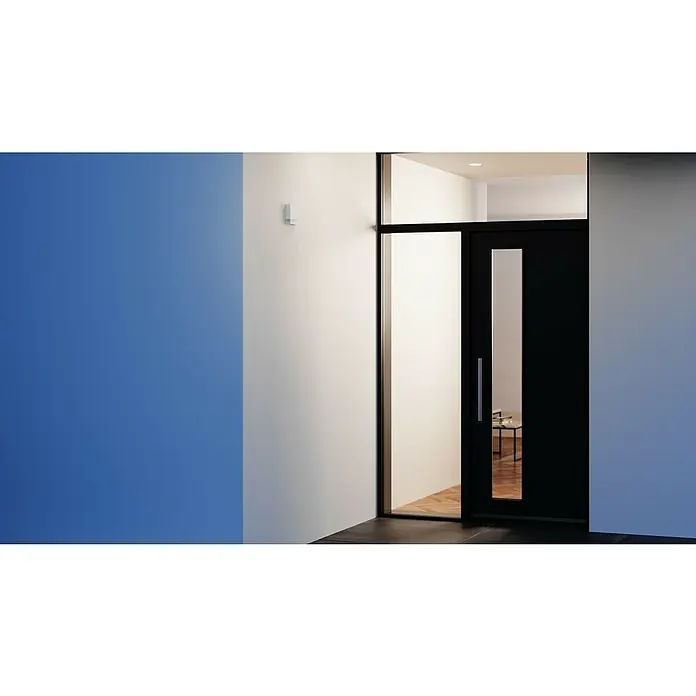 Steinel Bewegungsmelder IS 180 DIGI BASIC - Weiß, L x B x H: 4,2 x 11,6 x 11,6 cm - Moderne Haustür mit Glaseinsatz in einem hellen Hausflur. Minimalistisches Design mit klaren Linien und elegantem Erscheinungsbild.