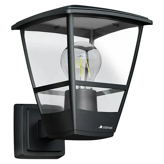 Steinel Außenwandleuchte L 10 - 15 W, 22,4 x 17,5 x 24,2 cm, Schwarz, IP44 - Außenwandleuchte mit klarem Design und Glühbirne. Perfekt für die Beleuchtung von Hauswänden und Gärten.