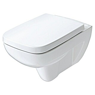 Geberit Renova Plan Wand-WC-Set (Spülrandlos, Ohne Spezialglasur, Spülform: Tief, WC Abgang: Waagerecht, Sichtbarkeit Befestigung: Verdeckt)