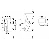 Geberit Renova Plan Urinal (Mit Urinaldeckel, Unbeschichtet, Zulauf: Hinten, Druckspülung, Farbe: Weiß) | BAUHAUS