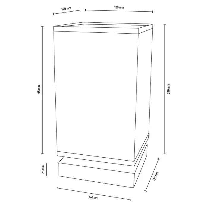 Britop Lighting Tischleuchte Nigella - 25 W, L x B x H: 240 x 120 x 120 cm, Beige - Produktbild eines stilvollen, quaderförmigen Blumenkastens mit den Maßen 120 x 120 x 240 mm, ideal für Zimmerpflanzen.