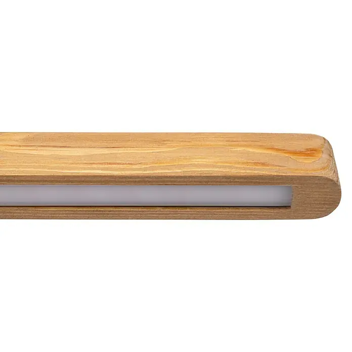 Britop Lighting Pendelleuchte Forestier - LED, Braun, 118 x 5 x 110 cm, 16 W - Nahaufnahme einer LED-Holzleuchte mit warmem Licht.