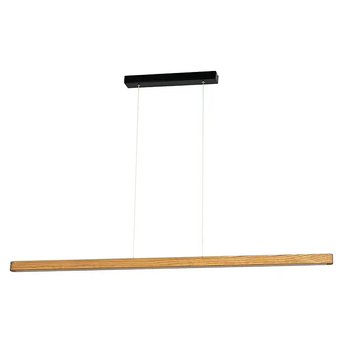 Britop Lighting Pendelleuchte Forestier - LED, Braun, 118 x 5 x 110 cm, 16 W - Moderne Pendelleuchte mit einem langen Holzkorpus und schwarzen Aufhängungen, ideal für Esszimmer oder Büros.