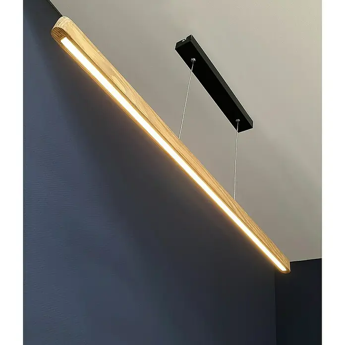 Britop Lighting Pendelleuchte Forestier - LED, Braun, 118 x 5 x 110 cm, 16 W - Moderne LED-Hängeleuchte mit Holzrahmen und schwarzer Halterung, die ein warmes, einladendes Licht spendet.