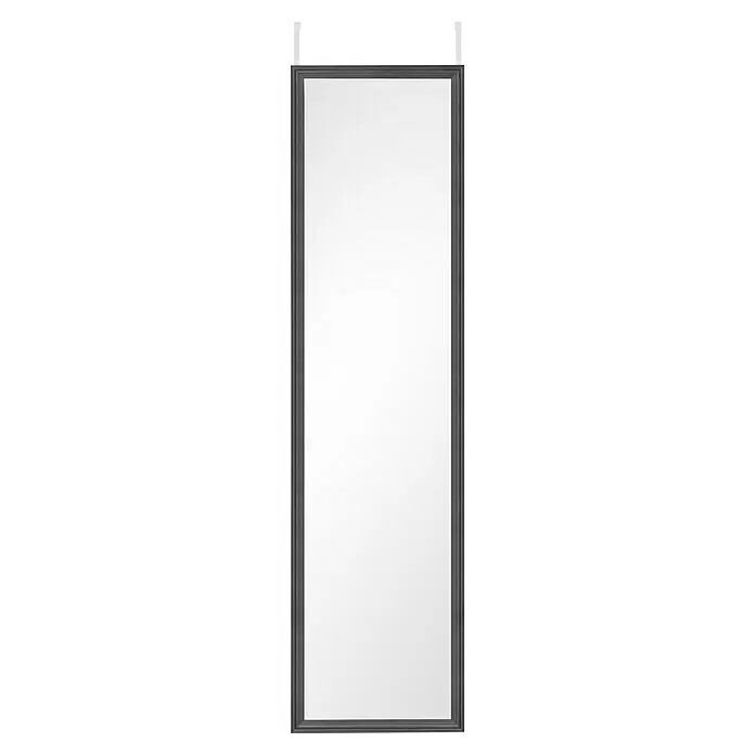 Türspiegel Ria - 30 x 120 cm, Schwarz - Rechteckiger Spiegel mit dunkelgrauem Rahmen.