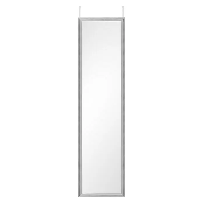 Türspiegel Ria - 30 x 120 cm, Silber - Weißer rechteckiger Spiegelrahmen.