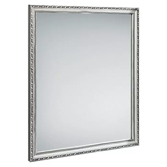 Rahmenspiegel Lola - 34 x 45 cm, Silber, Holz - Diagonale Ansicht