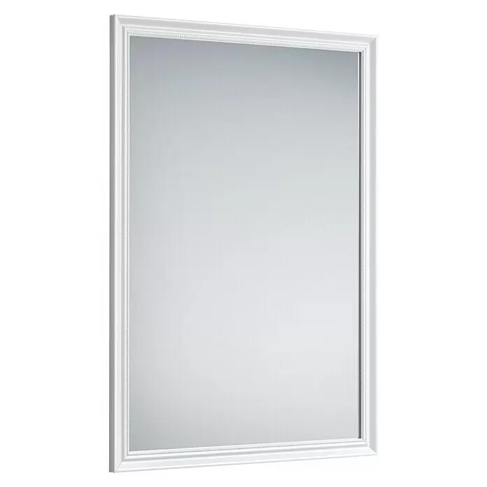 Rahmenspiegel Frieda - 50 x 70 cm, Weiß, Kunststoff - Diagonale Ansicht