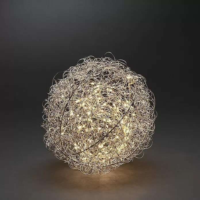 Konstsmide LED-Weihnachtsdekoleuchte Drahtball - Silber, Netzbetrieben, LED, Durchmesser: 30 cm - Stimmungsaufnahme