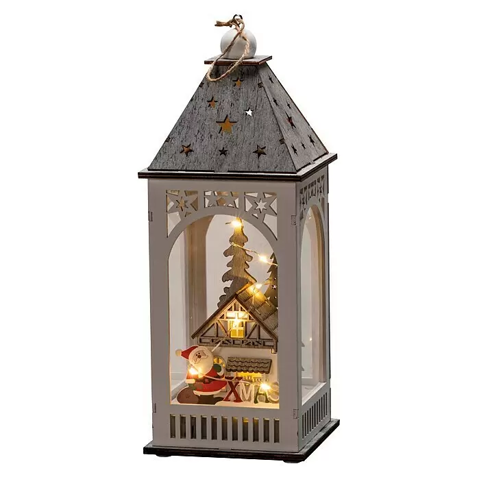 Konstsmide LED-Weihnachtslaterne - 11 x 11 x 29 cm, Batteriebetrieben, IP20 - Diagonale Ansicht