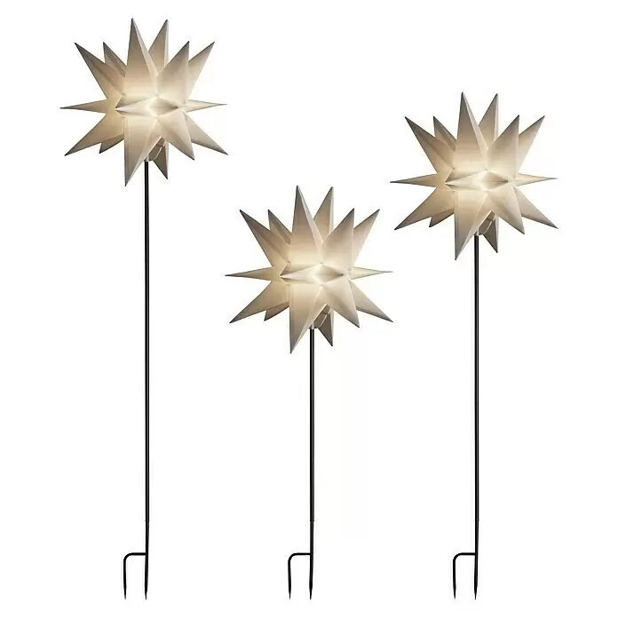 Konstsmide Standstern - Weiß, Warmweiß, LED, Netzbetrieben, 3 Stk. - Vorderansicht