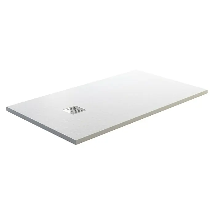 GME Plato de ducha Ardesia Plus - L x An: 80 x 80 cm, Blanco, Cuadrado - Aquí tienes un plato de ducha rectangular en blanco con una rejilla de desagüe cuadrada. Es moderno, simple y elegante.