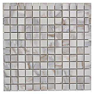 Mosaikfliese JAB 23MM17 (29,7 x 29,7 cm, Weiß/Grau, Glänzend)