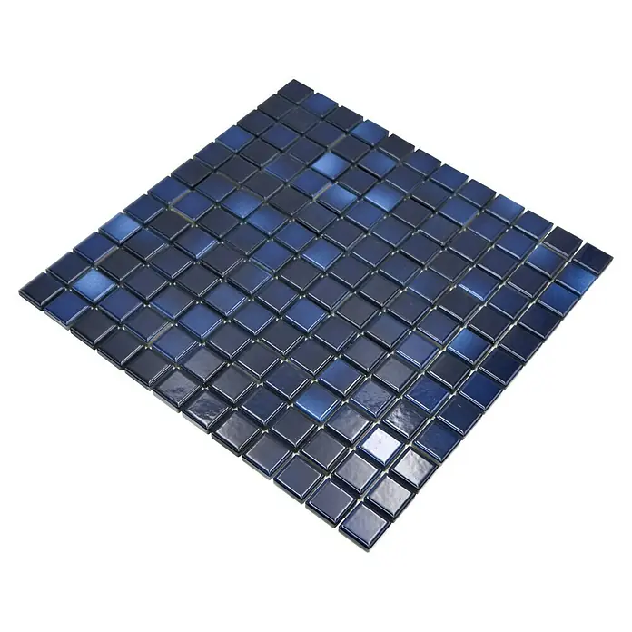 Mosaikfliese JAB 23F217 mix blue - 29,7 x 29,7 cm, Mix Tiefblau, Glänzend - Quadratische, dunkelblaue Mosaikfliesen mit leichtem Glanz für stilvolle Wand- und Bodengestaltung.