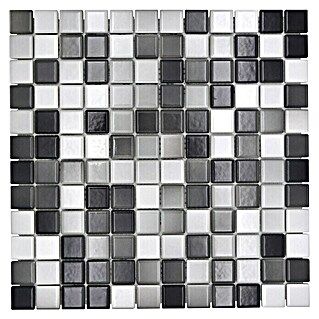 Mosaikfliese JAB 23F221 mix whitegrey (29,7 x 29,7 cm, Mix Weiß/Grau/Schwarz, Glänzend)