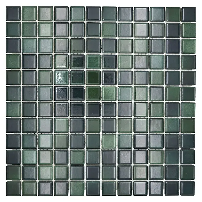 Mosaikfliese JAB 23F216 mix green - 29,7 x 29,7 cm, Mix Waldgrün, Glänzend - Hochwertige Mosaikfliesen in verschiedenen Grüntönen für Wand- und Bodendesign. Ideal für Bad, Küche oder Wohnraum.