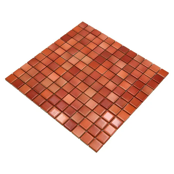 Mosaikfliese JAB 23F218 mix red - 29,7 x 29,7 cm, Mix Brick Rot, Glänzend - Quadratische Mosaikfliesen in verschiedenen Rottönen, ideal für stilvolle Wand- und Bodengestaltungen.