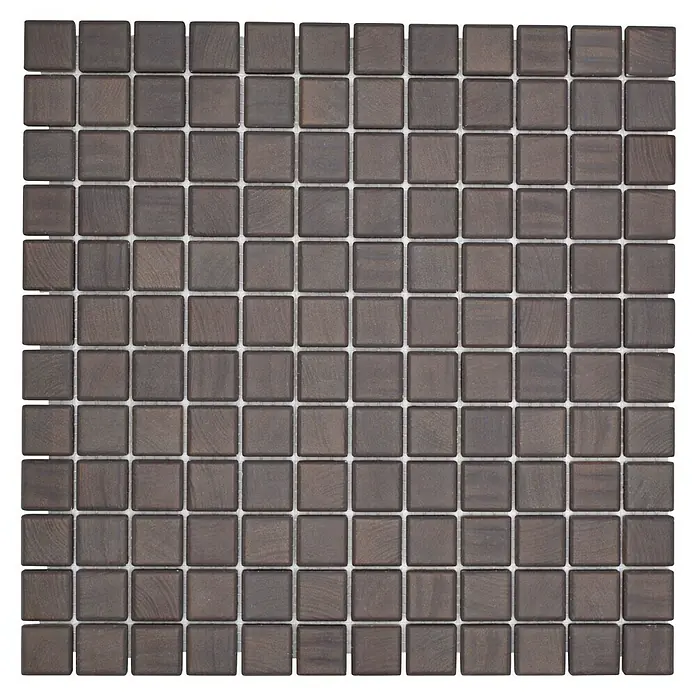 Mosaikfliese JAB 23SB28 wenge - 29,7 x 29,7 cm, Wenge, Matt - Quadratische braune Mosaikfliesen für stilvolle Oberflächengestaltung in Innenräumen, die Wärme und Eleganz ausstrahlen.\n