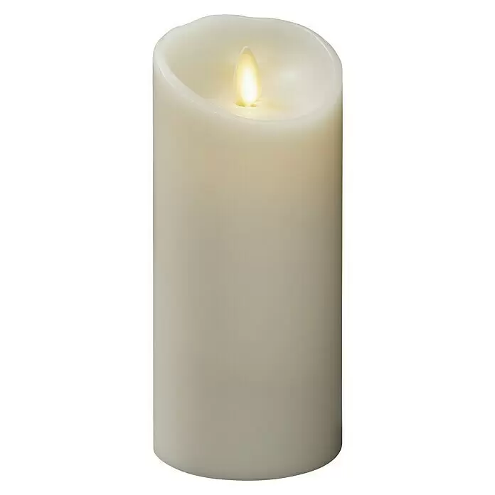 Konstsmide LED-Kerze - Beige, Wachs, 7,6 x 16,5 cm - Vorderansicht