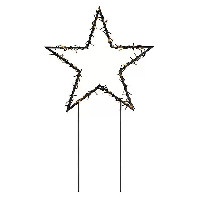 Konstsmide LED-Gartenstecker Stern - Schwarz, Bernstein, Außen, 1 Stk. - Vorderansicht