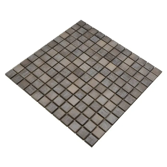 Mosaikfliese JAB 23SB22 shabby chic brown - 29,7 x 29,7 cm, Shabby Brown, Matt - Nahaufnahme eines quadratischen Mosaiks aus braunen Fliesen, ideal für Badezimmer- oder Küchengestaltungen.
