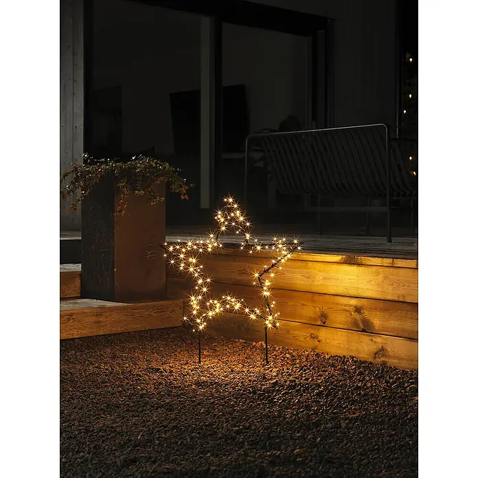 Konstsmide LED-Gartenstecker Stern - Schwarz, Bernstein, Außen, 1 Stk. - Leuchtender Stern als Gartendekoration.