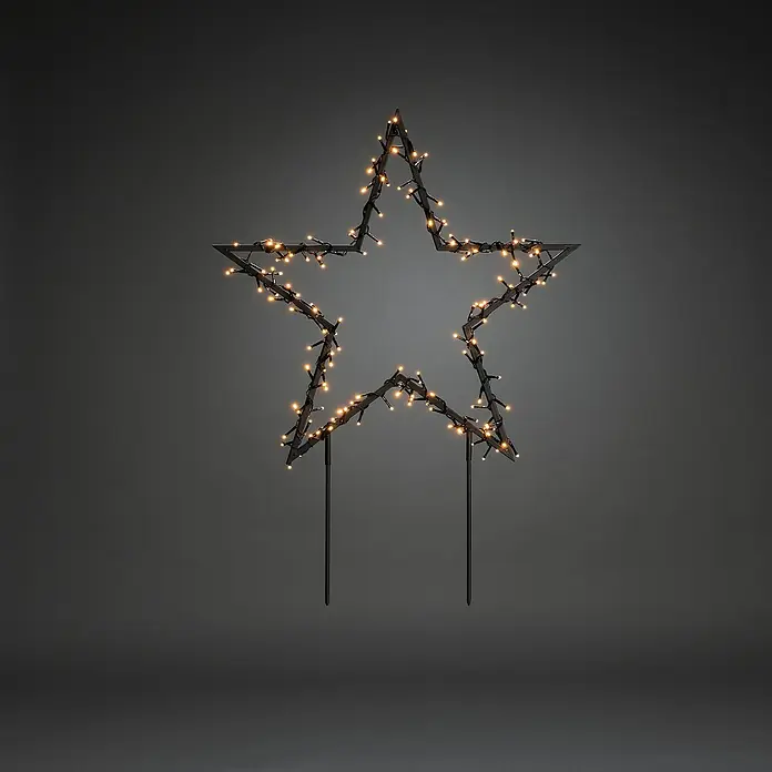 Konstsmide LED-Gartenstecker Stern - Schwarz, Bernstein, Außen, 1 Stk. - Leuchtender Stern: Dekorative Gartenleuchte in Sternform mit warmweißen Lichtern, ideal für stimmungsvolle Außenbeleuchtung.