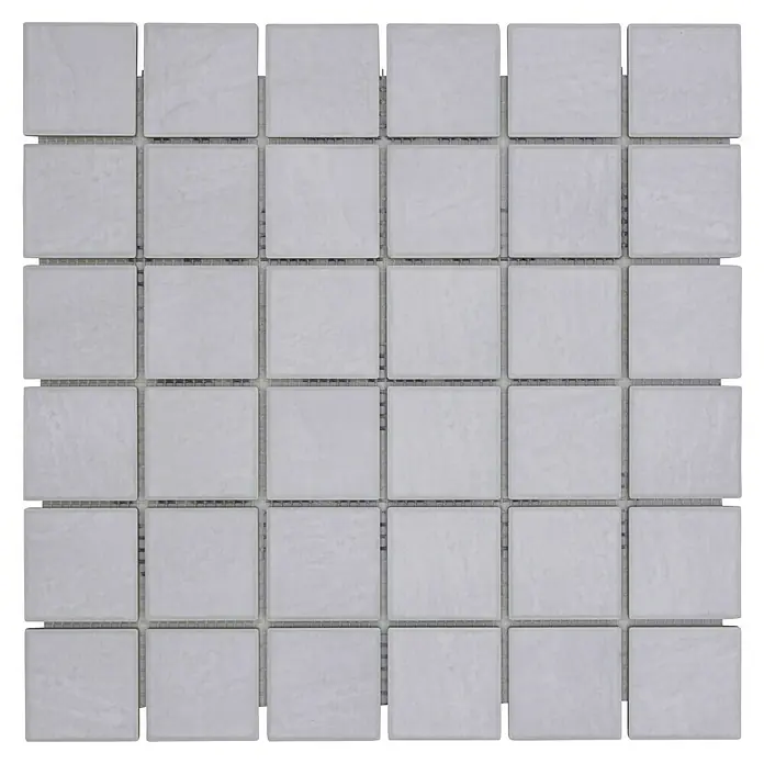 Mosaikfliese JAB 47V540 stone white - 29,7 x 29,7 cm, Steinweiß, Matt - Quadratisches Mosaikfliesenmuster in Weiß mit subtilen Texturen, ideal für moderne Innenräume und Badezimmer.