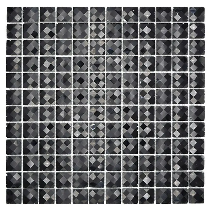 Mosaikfliese Quadrat Crystal Glitzer XCM BL826 - 30 x 30 cm, Schwarz, Glänzend - Schwarze Glasmosaikfliese mit quadratischen Formen, die ein modernes und stilvolles Design für Wand- oder Bodengestaltung bietet.