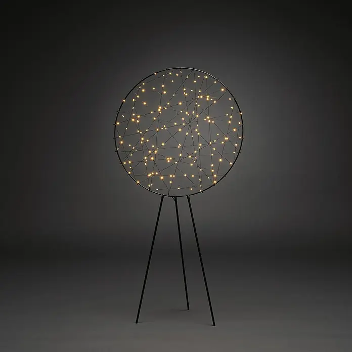 Konstsmide LED-Metallsilhouette Ring - 60 x 25 x 117 cm, Schwarz, Netzbetrieben, Lichtfarbe: Bernstein - Elegante Stehlampe mit kreisförmigem Design und warmweißen Lichtern, die eine gemütliche Atmosphäre schafft. Perfekt als dekoratives Element im Wohnbereich.