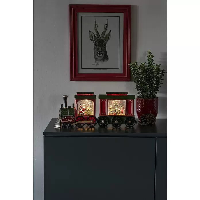 Konstsmide Lanterna LED Globo Di Neve: 'Merry Christmas' Con Renne, Effetto Neve E Timer 5 Ore, Funziona A Batteria - 3