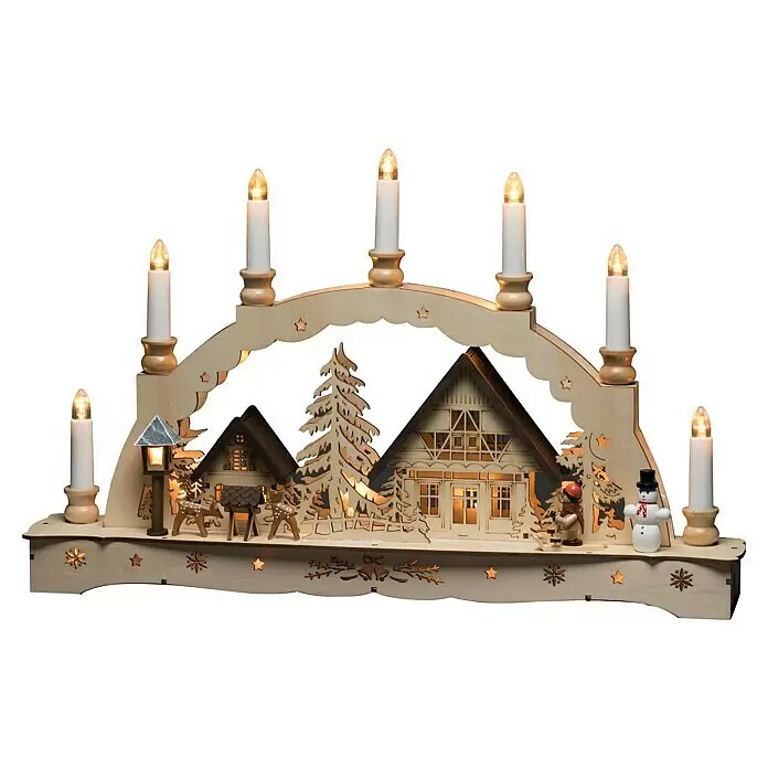 Konstsmide LED-Lichterbogen - Batteriebetrieben, L x B x H: 48 x 8 x 30 cm, Warmweiß, Naturfarben - Vorderansicht