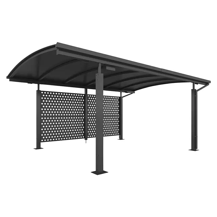 Allview Seitenwand Calux - Passend für: Allview Calux Carports, Grau - Überdachter Unterstand mit Lochmusterwand, ideal für Bus- oder Fahrradwartebereiche, bietet Schutz und modernes Design.