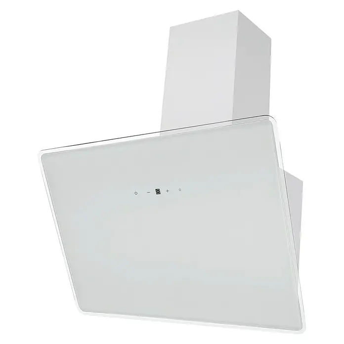 Respekta Schräghaube Lora - Breite: 59,5 cm, Max. Gebläseleistung Abluftbetrieb: 490,6 m³/h, Weiß - Eine moderne, weiße Dunstabzugshaube mit einem schlanken Design und intuitiven Bedienelementen, die sich nahtlos in jede Küche einfügt.