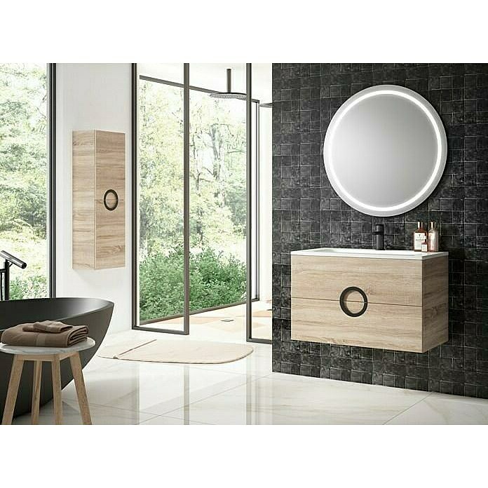 Camargue Mueble de lavabo Round (L x An x Al: 45 x 100 x 50 cm, Roble, Mate)