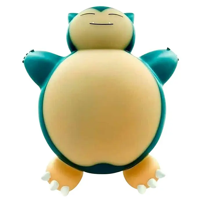 Lámpara LED decorativa Snorlax - L x An x Al: 25 x 21 x 10,5 cm - Una figura de Snorlax de pie, un personaje Pokémon en amarillo y verde azulado, diseñada para coleccionistas y fans del juego.