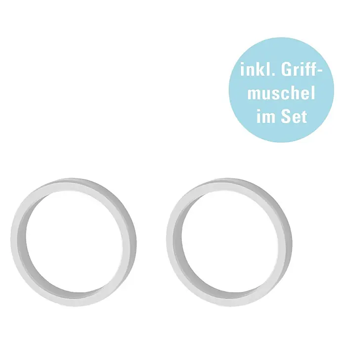 Diamond Doors Holzschiebetür-Beschlag Linea 40 Premium - Aluminium, Art Beschlag: Geschlossen, 1.900 mm - Zwei weiße Greifmuscheln sind im Set enthalten. Mit den Greifmuscheln lassen sich Schubladen und Schränke einfach öffnen.