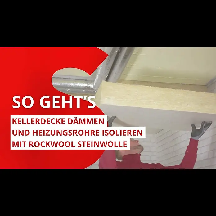 Rockwool Steinwolle Planarock Top 35 KellerdeckendämmungStärke: 120 mm, Wärmeleitfähigkeit: 0,034 W/(mK) - Kellerdecke dmmen und Heizungsrohre isolieren  Schritt fr Schritt mit ROCKWOOL