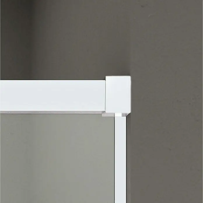 GME Mampara de ducha frontal Basic - L x An x Al: 70 x 160 x 196 cm, Vidrio serigrafiado, Blanco - Primer plano de un marco blanco, que muestra una estética moderna y minimalista con líneas limpias y una paleta de colores neutros.