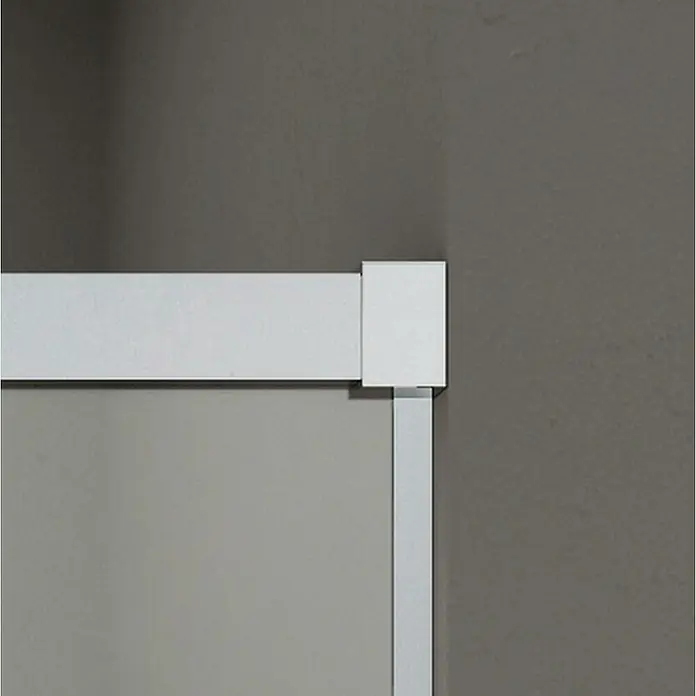 GME Mampara de ducha frontal Basic - L x An x Al: 90 x 160 x 195 cm, Vidrio serigrafiado, Plata brillo - Primer plano de una mampara de ducha blanca y moderna con líneas limpias y diseño minimalista sobre fondo neutro.