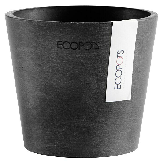 Ecopots Amsterdam Pflanztopf Mini (Außenmaß (Ø x H): 10,5 x 9,2 cm, Kunststoff, Dunkelgrau) | BAUHAUS