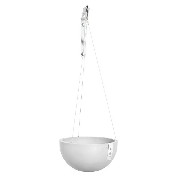 Ecopots Brussels Hängeampel Brussel - Ø x H: 26,7 x 12,8 cm, Kunststoff, Weiß - Weißer, schalenförmiger Hängepflanzentopf mit Aufhängung.