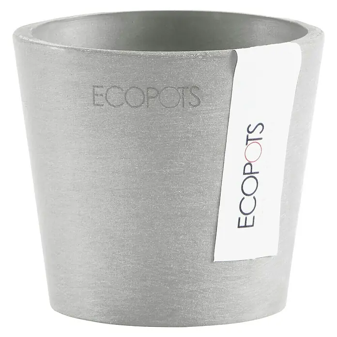 Ecopots Amsterdam Pflanztopf Mini - Außenmaß (Ø x H): 8 x 7 cm, Kunststoff, Weiß, Grau - Dieser Beton-Blumentopf von Ecopots ist eine stilvolle Ergänzung für jeden Raum. Die minimalistische Formgebung macht ihn vielseitig einsetzbar.