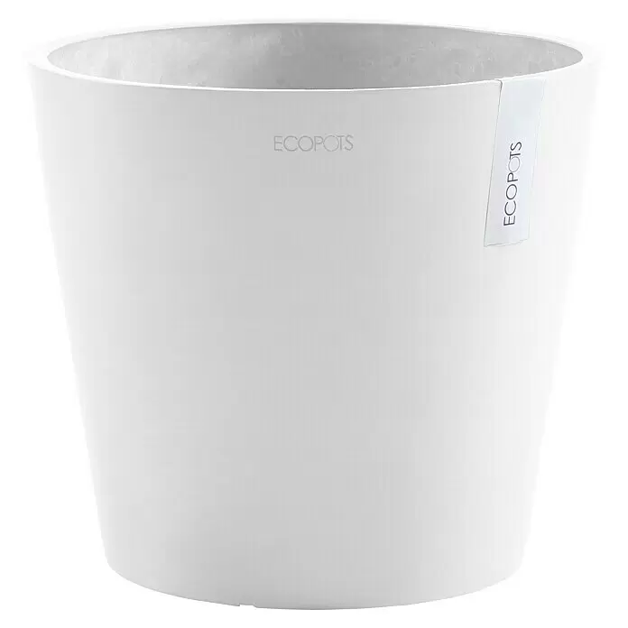 Ecopots Amsterdam Pflanzkübel rund - Außenmaß (Ø x H): 30 x 25,9 cm, Kunststoff, Weiß, Mit Bewässerungssystem - Weißer, runder ECOPOTS Pflanztopf.
